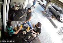Video: en pleno día, le apuntó a la cabeza con un arma para robarle una mochila en un bar de Quilmes