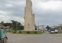 Obra de bacheo de la Avenida Almirante Brown en Puerto Quequén
