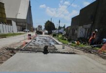 Bacheo de hormigón en la zona portuaria de Quequén