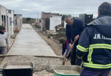 Se ejecuta la renovación de las veredas y puesta en valor del cementerio de Juan N. Fernández