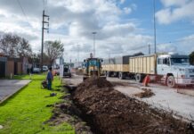 Continúa la reparación integral de las losas de la Av. Almirante Brown