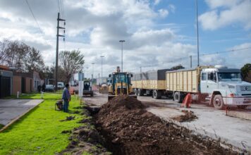 Continúa la reparación integral de las losas de la Av. Almirante Brown