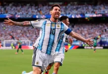 El show de Messi con tres goles y récord Mundial